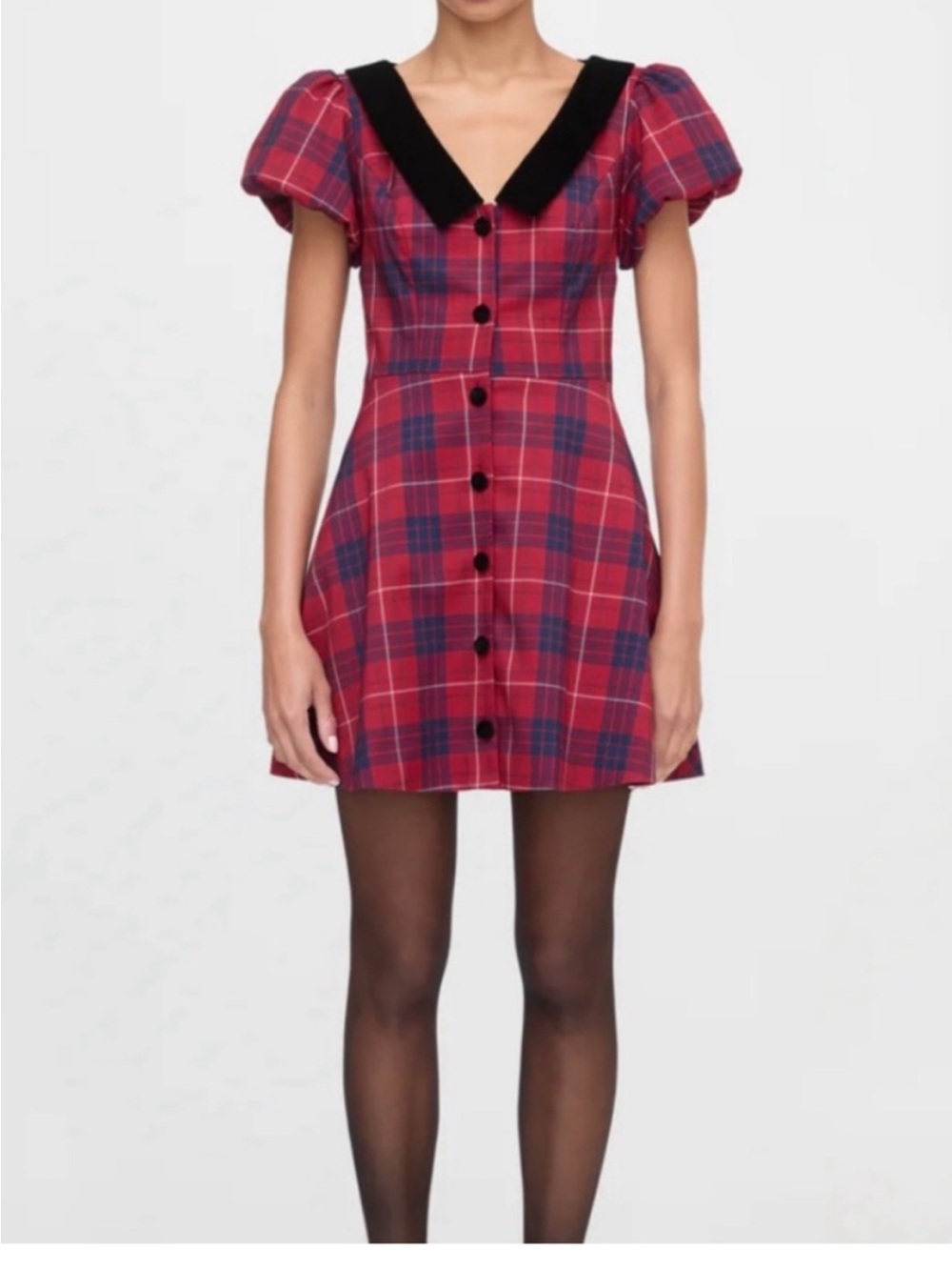 NWT Hill House The Samantha Dress Cherry Tartan Plaid  L